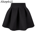 Neophil 2016 Winter Black Red High Waist Plus Size Pleated Space Cotton Ball Gown Short Mini
