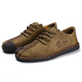 Spring Casual Shoes Soft Leather Loafers Men Low Heel Flat Outdoor Driving Shoes flats Sneakers Lace