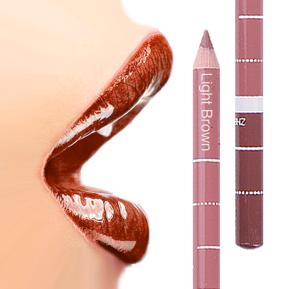 Image of fashion light brown lip liner lady waterproof beauty tools lip make-up pencil EQA791