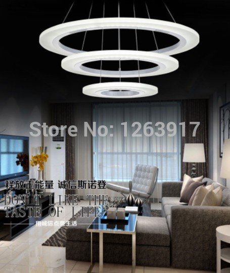 Compra 3 anillos de cromo moderno lámpara de techo led ...