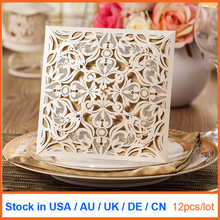 12pcs/lot Laser Cut Invitations Blank Cards