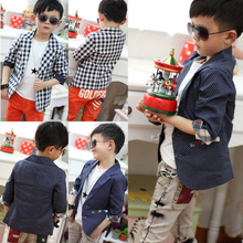 Boys Kids Toddlers Plaid Check Dots Casual Suit Jacket Coat Clothes Outwear 2 7Y