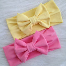 1PC 2016 Kawaii Girls Kids Baby Soft Cotton Bow Hairband Headband Stretch Turban Knot Head Wrap Hair Band Accessories QLM