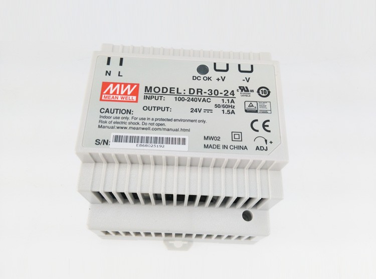 ONE Meanwell Switching Power Supply DR-30-24 1.5A 24V rail mounting 