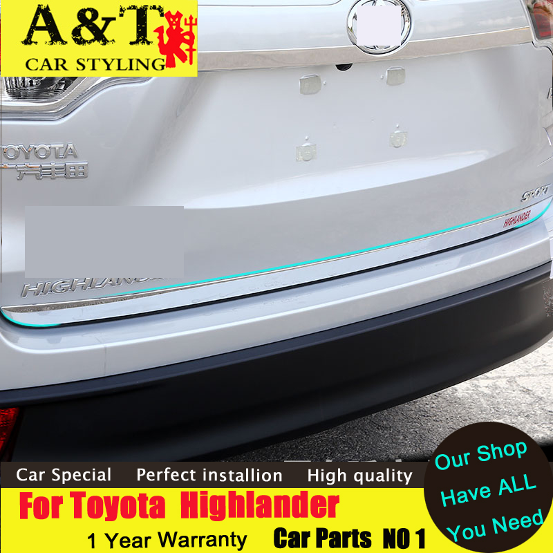 car styling For Toyota Highlander tailgate trim 2015 For Highlander reform decorative trim highlight bar Trunk light strip