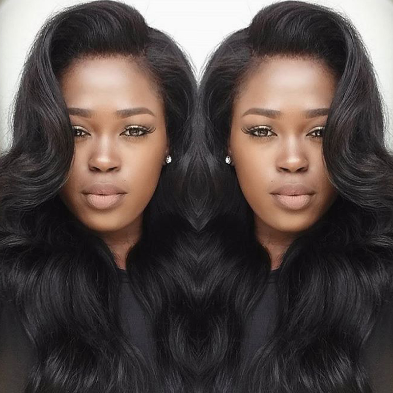 Image of 130% density 7A Unprocessed Brazilian Virgin Hair Body Wave Glueless Full Lace Human Hair Wigs for Black Women & Lace Front Wig