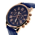 New Women s Fashion quartz Watch Clock Geneva Roman Numerals Faux Leather Analog Quartz Wrist Watch