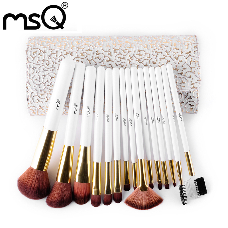 Free Shipping Full Function MSQ Brand Professional 15pcs Top Quality Makeup Brushes Set Cosmetic Too