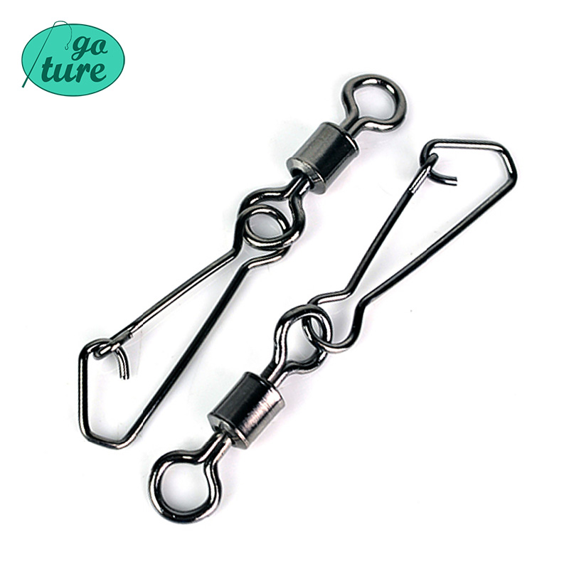 Image of 200pcs/lot Fishing Swivels Stainless Steel Rolling Swivel With Hooked Snap MS+QL Fishing Hook Connector