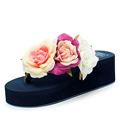 Summer style women shoes muffin sandals flip flops slope with non slip Rose high heels slippers