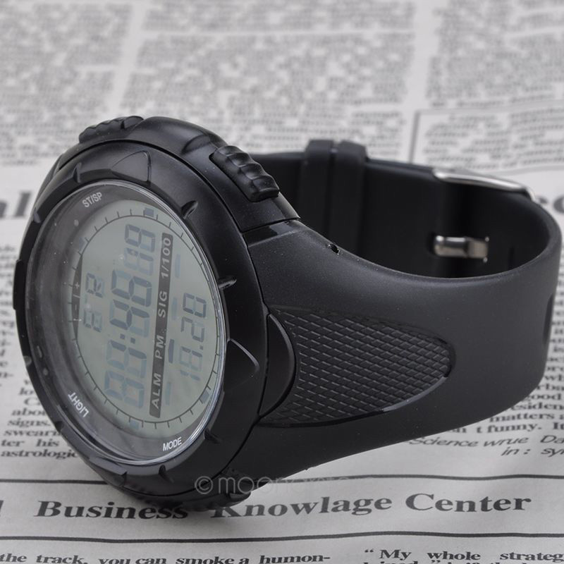 Fashion Watches Men Stopwatch Date Military Wtaches 50m Watchproof Rubber Digital LCD Watch Black Sports Wristwatch