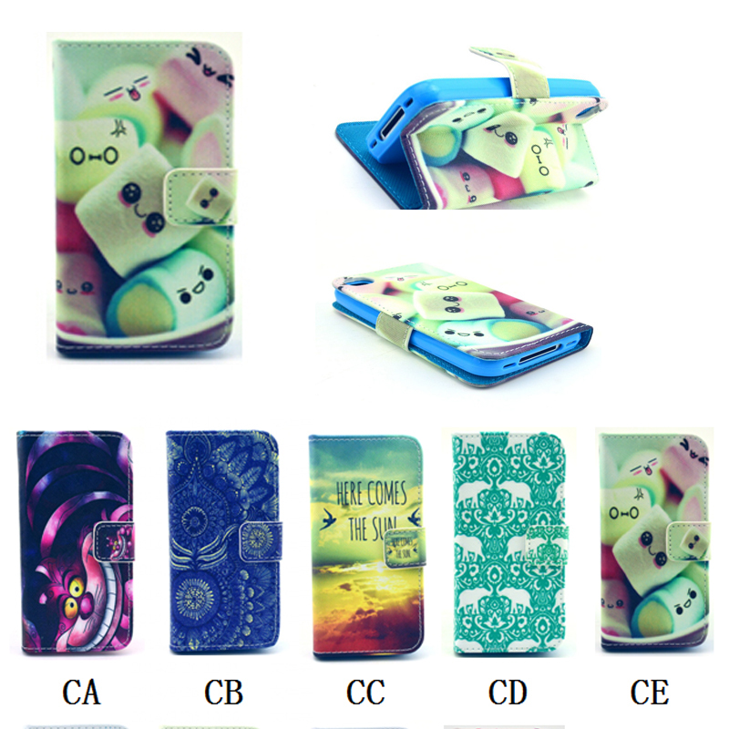 Free Shipping Women Fashion Marshmallows Print 2015 Stand Wallet Style Flip Mobile Phone Cover Cellphone Case