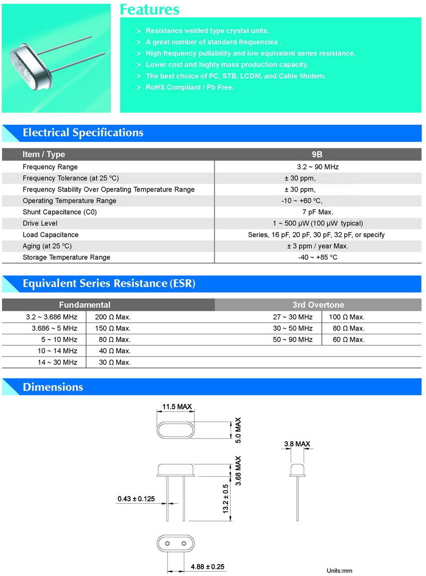 Electronics-Salon 20PCS 8 MHz Quartz Crystal Resonator Oscillator.