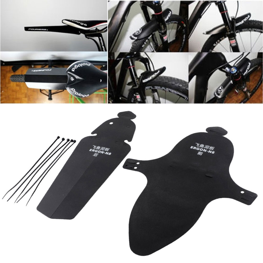 Image of 1 set/lot Road Bike Bicycle MTB Black Sports With Ribbon Plastic Material Fender Front Rear Mudguard