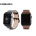 CHIMAERA 42mm Black Brown Genuine leather watch band for Apple watch with Spring bar adapter Link