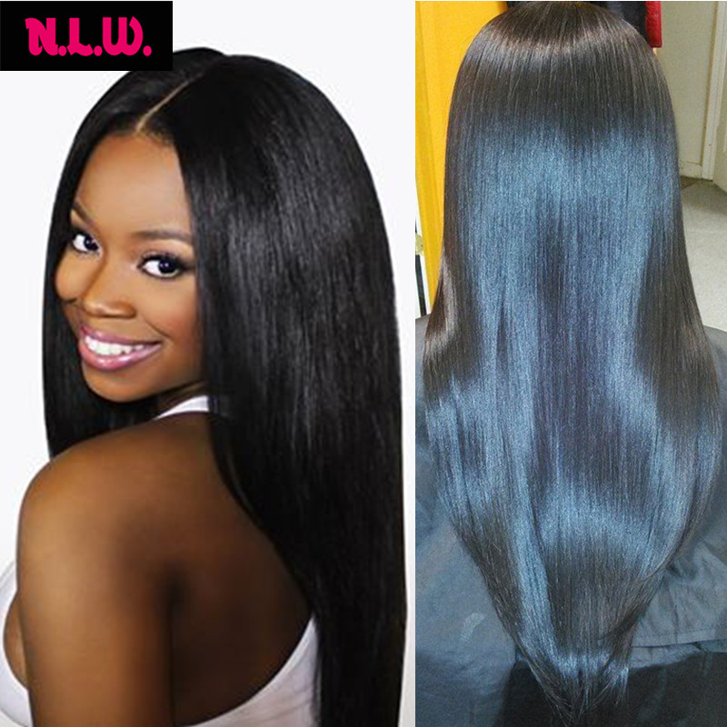 Image of 2016 New Soft 8A Brazilian virgin human hair silk straight front lace wigs/glueless full lace wigs for black women
