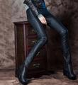 Black spring PU pant for women sport trousers slim for the women s leather pants high
