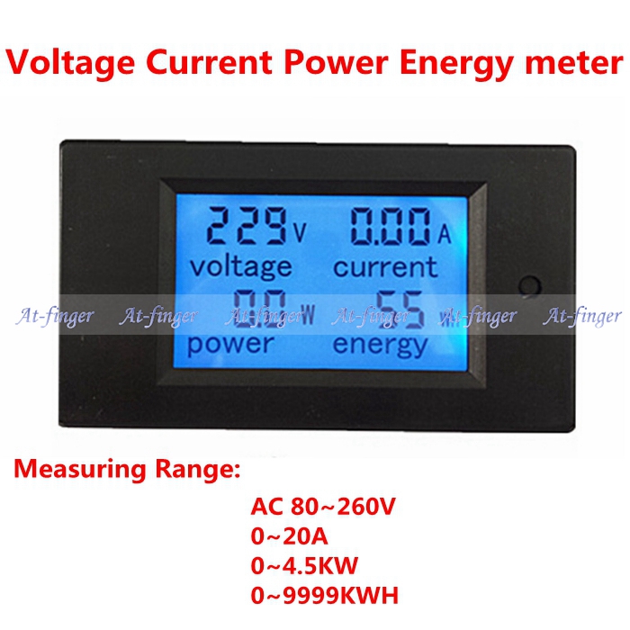 1pcs New LCD AC 80 260V 20A voltmeter Ammeter Volt ampere Power Energy meter Gauge with