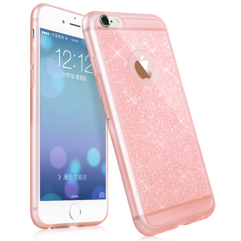 Image of 5S 6S pink color phone case For iphone 5 6 6 plus 6s plus mobile phone accessories TPU soft shining golden Bling cover For apple