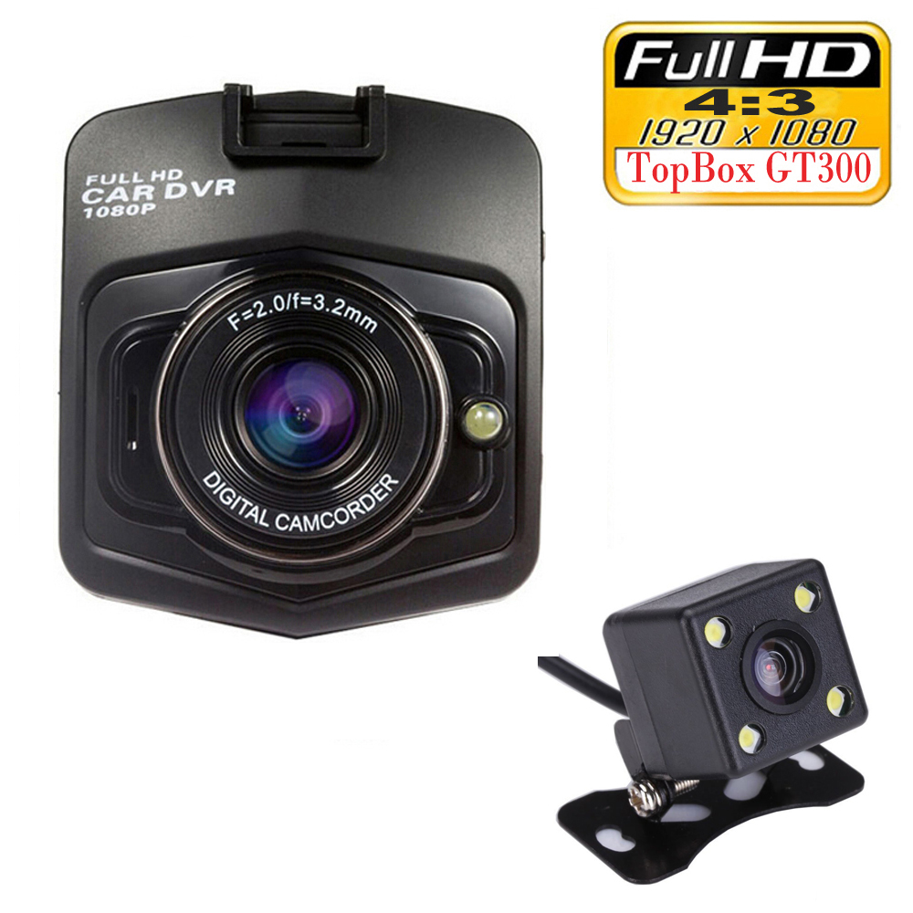 Dual Camera Car DVR Cam Topbox GT300 Dashcam Full HD 1080P Video Registrator Recorder With Back Rear View Camera Night Vision Dual Camera Car DVR Cam Topbox GT300 Dashcam Full HD 1080P Video Registrator Recorder With Back Rear View Camera Night Vision