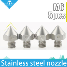 5pcs/lot 3D printer Reprap precision stainless steel M6 nozzle 0.2mm/0.3mm/0.4mm/0.5mm For 1.75MM MK8 Makerbot Ultimaker UM2 E3D