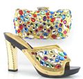 African shoe and bag set with TT02 Gold color With Peep toe Italian matching shoes and