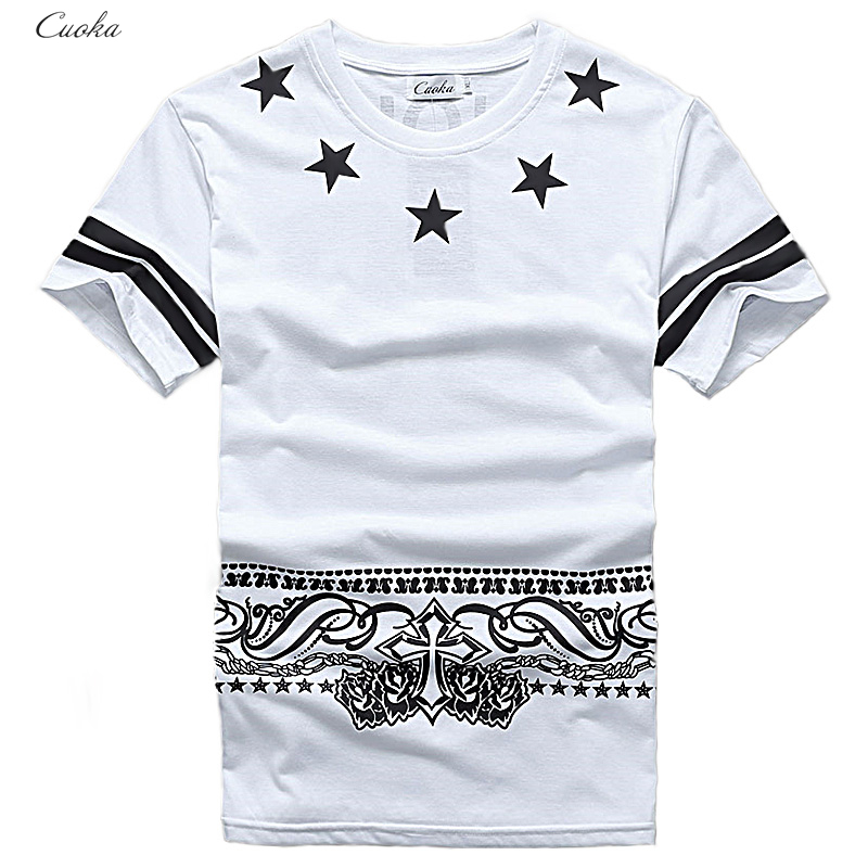 Image of Cuoka Brand Hip Hop Pyrex T-Shirt 09 Star Printed T shirt Men HBA Cashew Rock T-shirts For Skateboard Swag Tops&Tees Size M-XXL