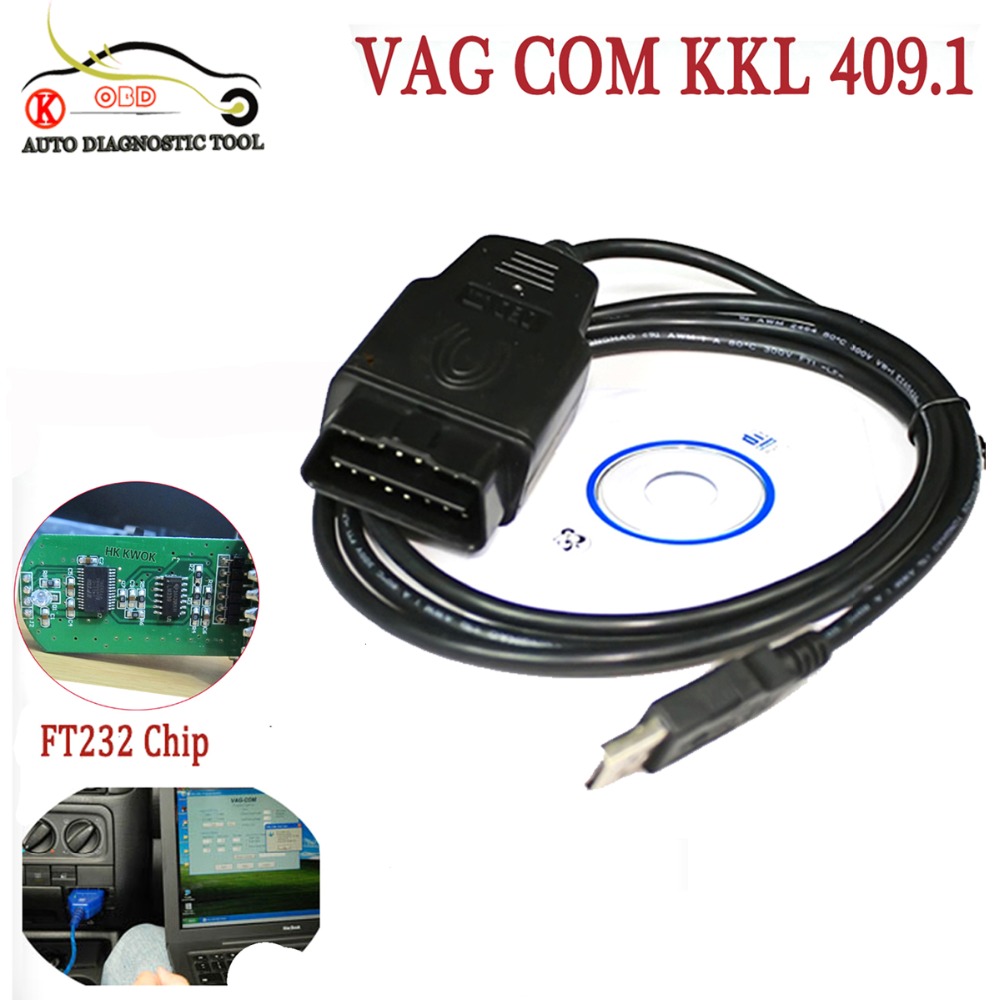 Image of 2015 VAG-COM 409.1 Fidi FT232 FT232RL Chip Vag Com 409.1 KKL OBD 2 USB VAG409.1 Cable Scanner Interface For Audi/VW/Skoda/Seat