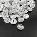 Acrylic Rhinestone Buttons 2 Hole Faceted Silver Plated Rivoli Back Flat Round Clear 18x6mm Hole 1