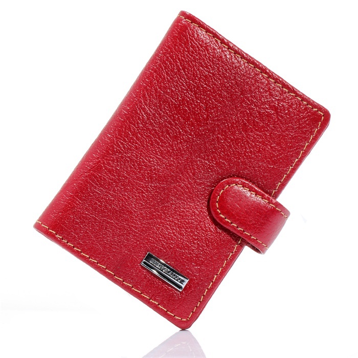 Image of New Unisex Mens Womens Red Real Genuine Leather Card Holders Clutch ID Credit Card Bussiness Card Slots Standard Protector Bag