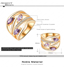 Newest Arrival Unique Multi layer Engagement Rings Genuine 18K Gold Plated Pave Austrian Crystals Fashion Jewelry