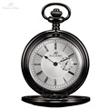 KS Skeleton Alloy Black Steampunk Style Retro Small Second Hand Design Analog Quartz Fob Chain Clock