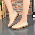 Fashion Soft Cow Muscle Sole Ladies Slip On Genuine Leather Flats Comfortable Mother Pregnant Woman Outdoor