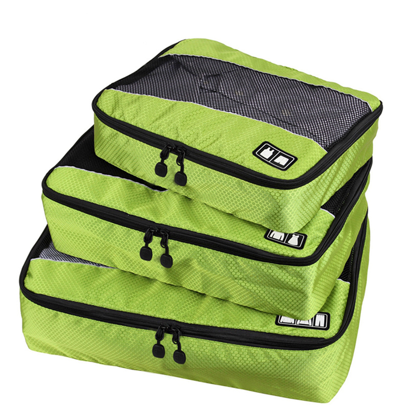 Image of 3 Pcs/Set Nylon Unisex Packing Cubes For Clothes Lightweight Luggage Travel Bags For Shirts Waterproof Duffle Bag Organizers