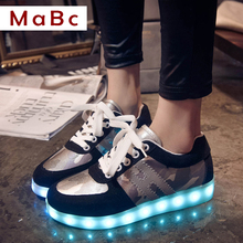 2016 luminous unisex led glowing shoes men women fashion USB rechargeable light up shoes for adults simulation sole led shoes