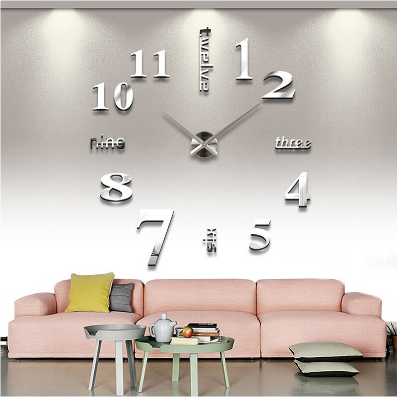 Image of 2016 hot sale home decoration 3d mirror clocks fashion personality diy Circular living room big wall clock watch free shipping