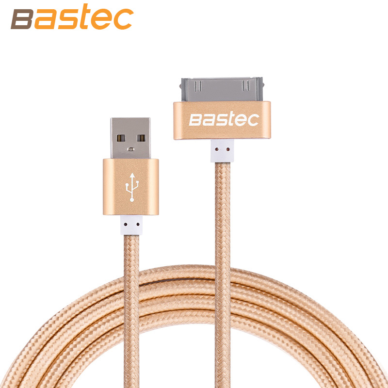 Bastec Оригинальный 30 Pin Металла plug Нейлон Плетеный Синхронизации Данных USB кабель для iphone 4 4s iPad 2 3 с Розничной Коробке