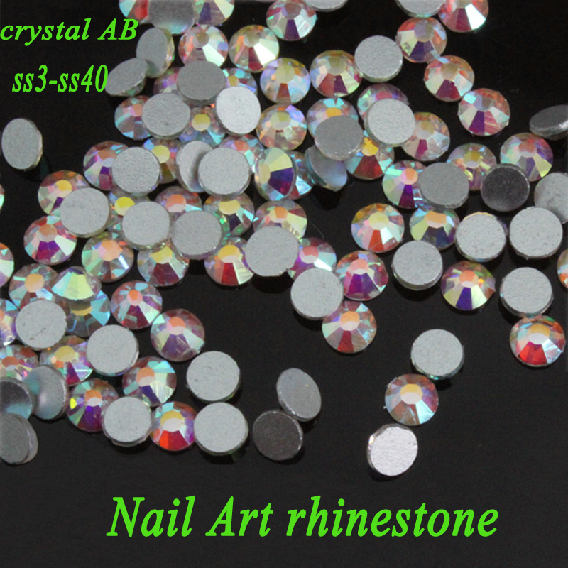 Image of Sale! Super Shiny ss3-ss40 1440pcs/Bag Clear Crystal AB color 3D Non HotFix FlatBack Nail Art Decorations Flatback Rhinestones