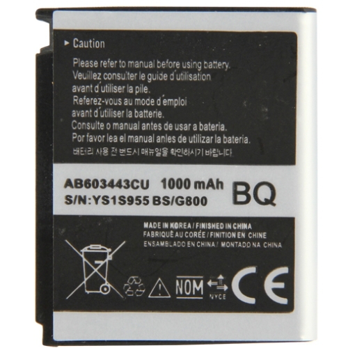 1000  AB603443CU   SAMSUNG G808 G800 U700 U708 S5230 S5233C   Batterij Bateria +  