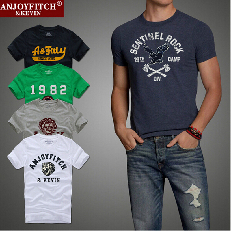 Image of TOP Quality AF Anjoy&Fitch Brand Casual T Shirt 100% Cotton Tops & Tees Summer Men T-shirt Sport T Shirt Men Fitness Clothing