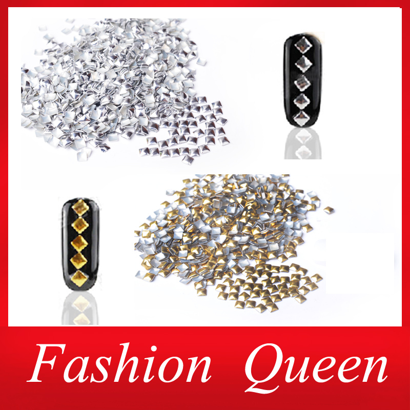 [Buy 1 Get 1 Free]3mm Gold Square Metal Nail Art Decorations,3d Metallic Nail Studs,Nail Beauty Accessories Supply,Free Shipping