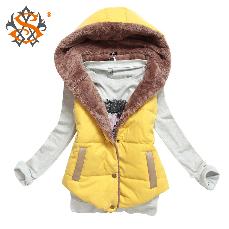 Image of M-XXXL 2014 autumn winter plus size slim plus velvet vest thermal down cotton with a hood vest female all-match, free shipping