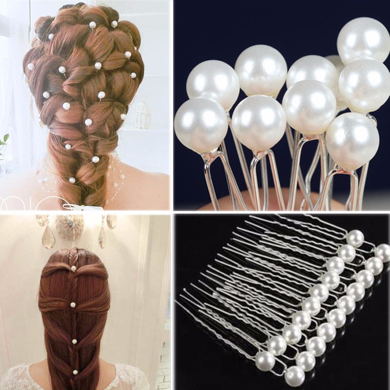 6cm Single White Pearl Hair Pins Bridal Hairpins Wedding Hair