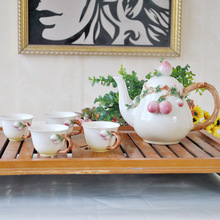 Supply Gao Nai Jingdezhen Ceramic hand painted relief peach tea three sets of English tea Coffee