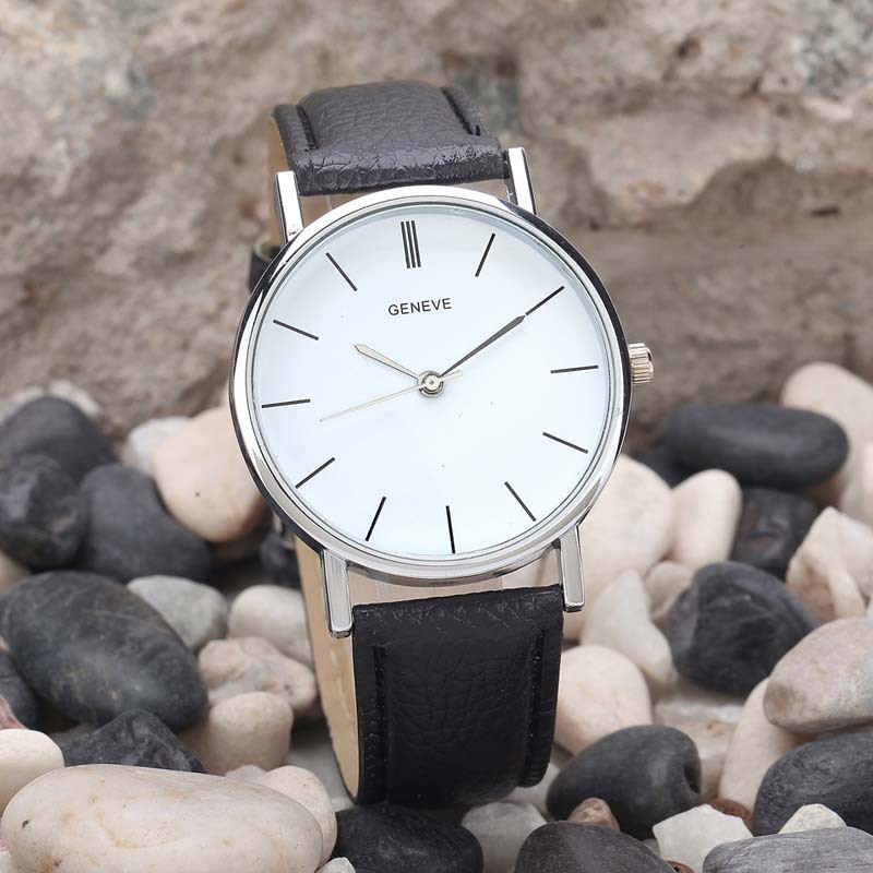 Image of Geneva Woman Dress Luxury Brand Man Leather Wrist Watches clock Reloj Hours relogio masculino relojes mujer Retro Cheap Watch