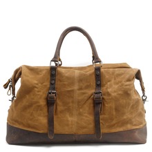 Waterproof Duffel Bag Canvas Carry On Weekend Bags Vintage Military Shoulder Handbag Leather Travel Gym Tote Large Overnight Bag