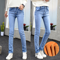 Warm Jeans Women Thicken Fleece Pants Woman Winter Female Stretch Straight Fashion High Waist Velvet Femme