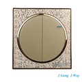 Luxury Champagne Gold Wall Switch Round Button Switch Simple and Fashion 2 Gang Double Control Switch