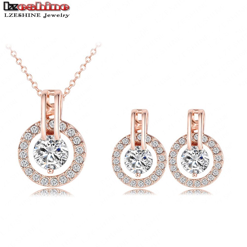 Image of New Arrival 2016 Big Sale Wedding Jewelry Sets 18K Rose Gold Plated Necklace/Earring Bijouterie Sets for Women Aretes ST0017-A