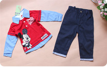 2015 new Baby boys 2pcs set autumn mickey full sleeve T shirt Pants bebes wear infants